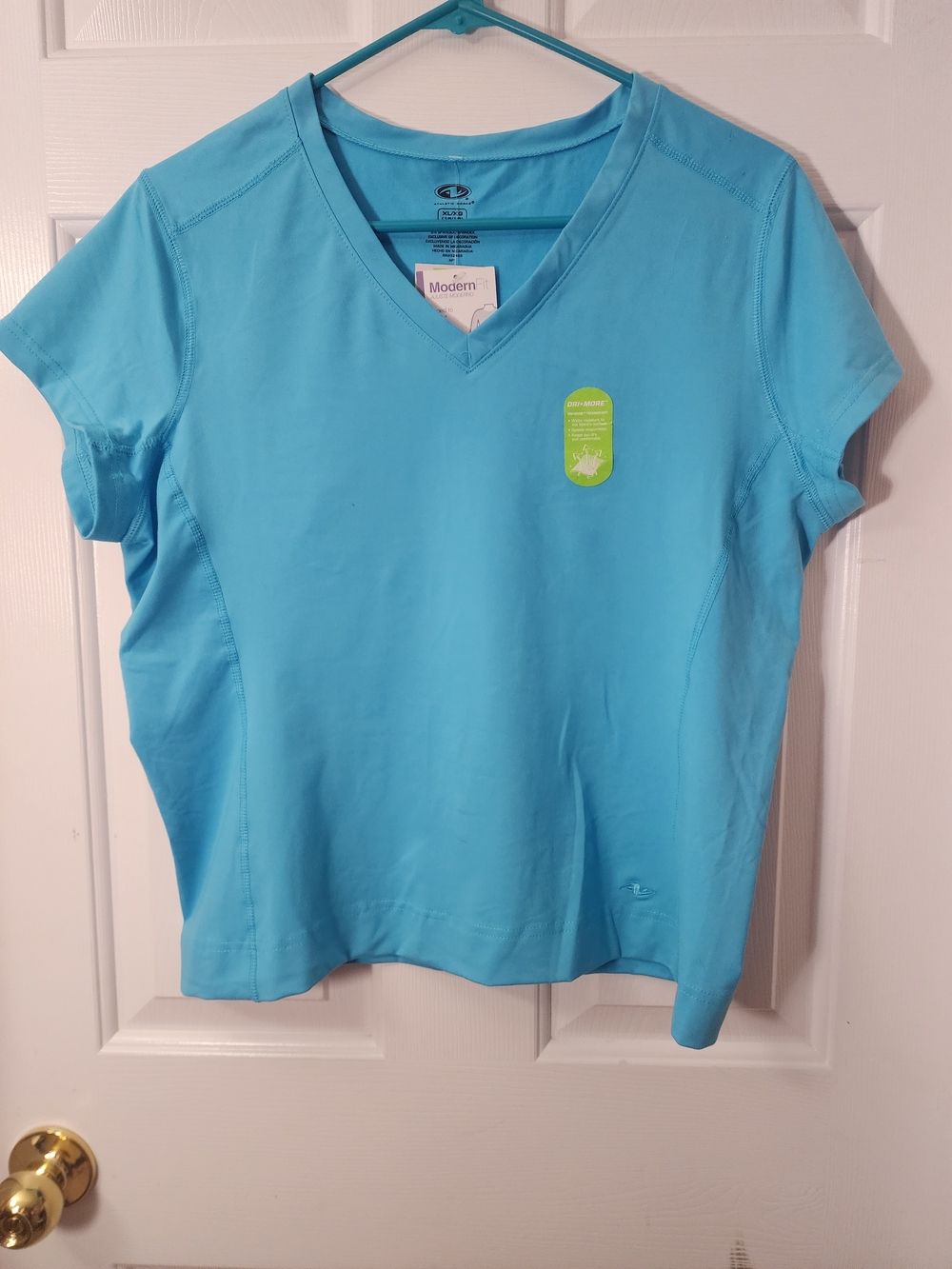 Athletic Works Women's V-Neck Tee - Aqua Blue Sz XL